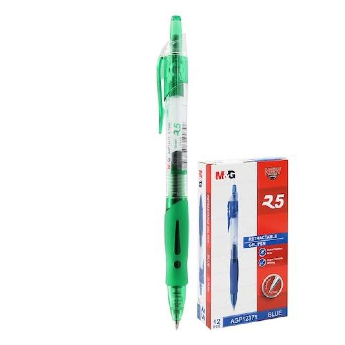 Retractable Gel Pen Green 0.7 mm Comfort Rubber Grip