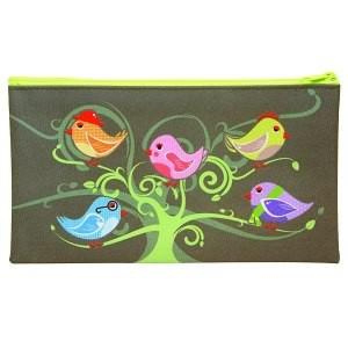 Flat Nylon Little Birds Pencil Case