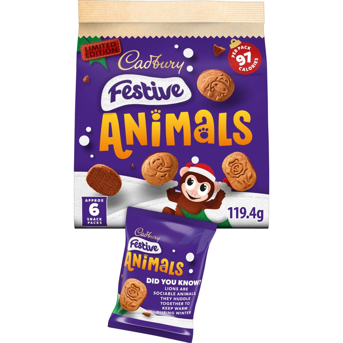Animals Festive Chocolate Covered Mini Biscuits