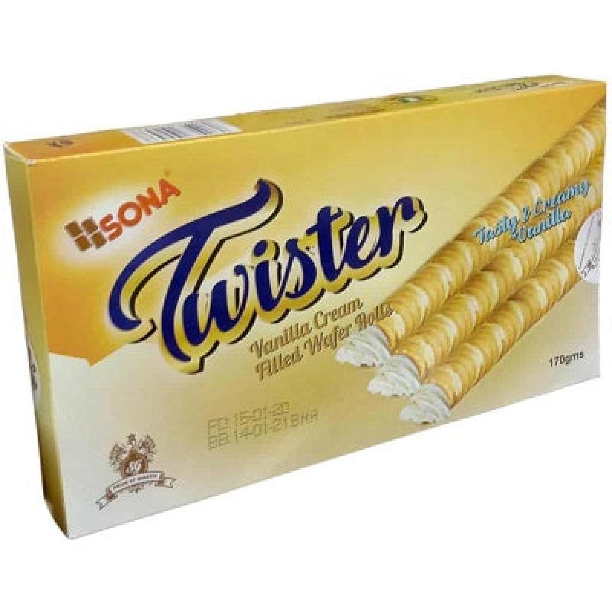 Twister Vanilla Cream Filled Wafer Rolls