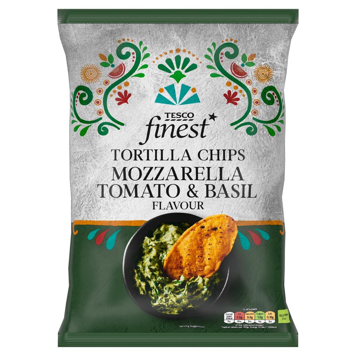 Finest Mozzarella Basil & Tomato Tortilla Chips