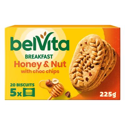Breakfast Honey & Nut With Chocolate Chip Cereal Biscuit Snack Bars Pack