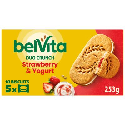 Breakfast Strawberry & Yogurt Crunch Cereal Biscuit Snack Bars Pack