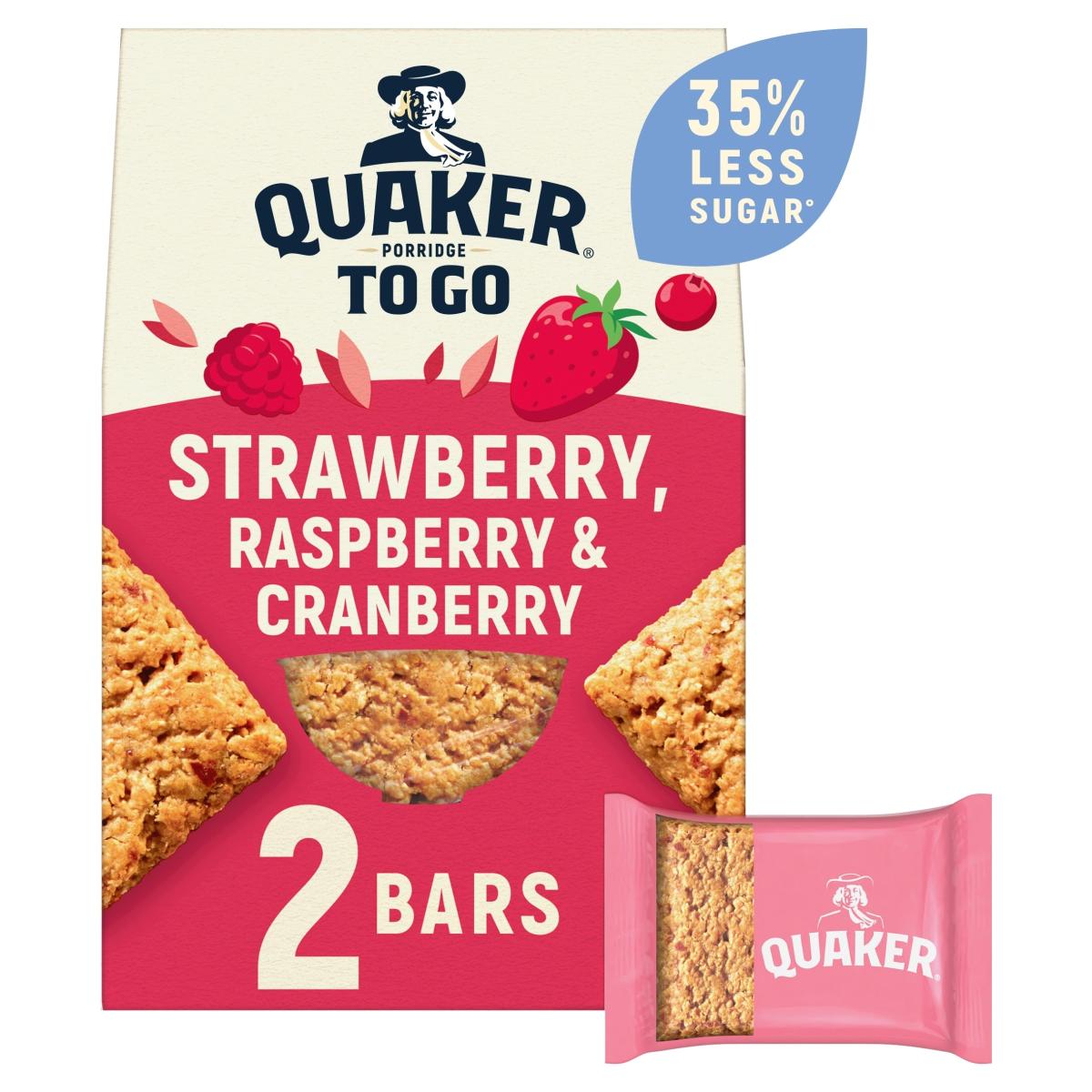 Porridge To Go Strawberry Raspberry & Cranberry Bars