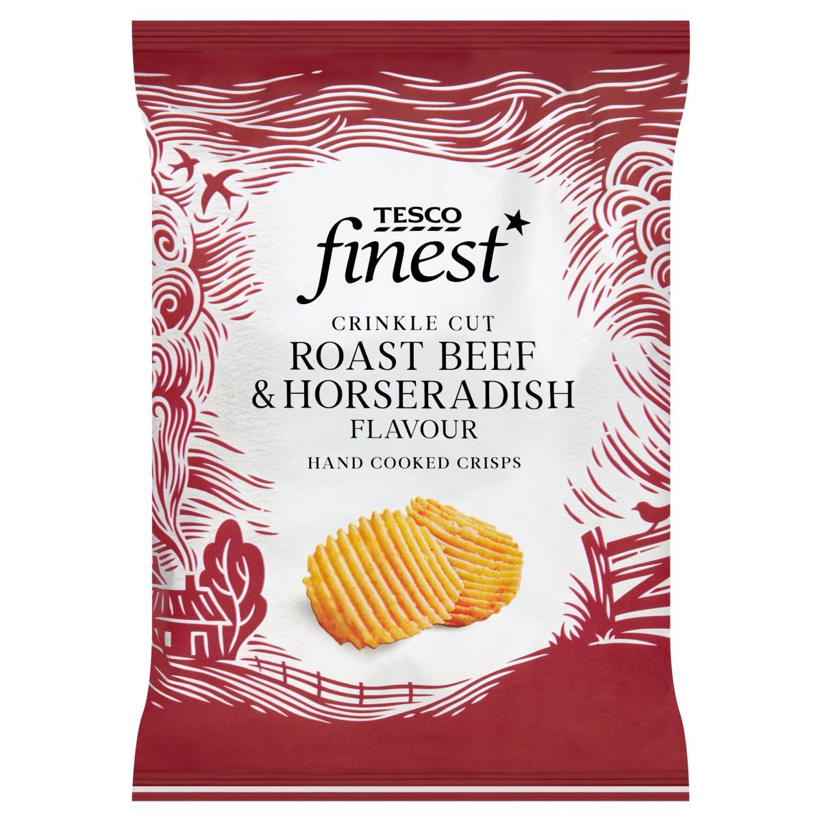 Finest Crinkle Cut Roast Beef & Horseradish Flavour Hand Cooked Crisps