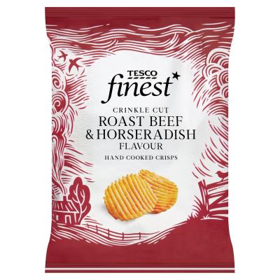 Finest Crinkle Cut Roast Beef & Horseradish Flavour Hand Cooked Crisps