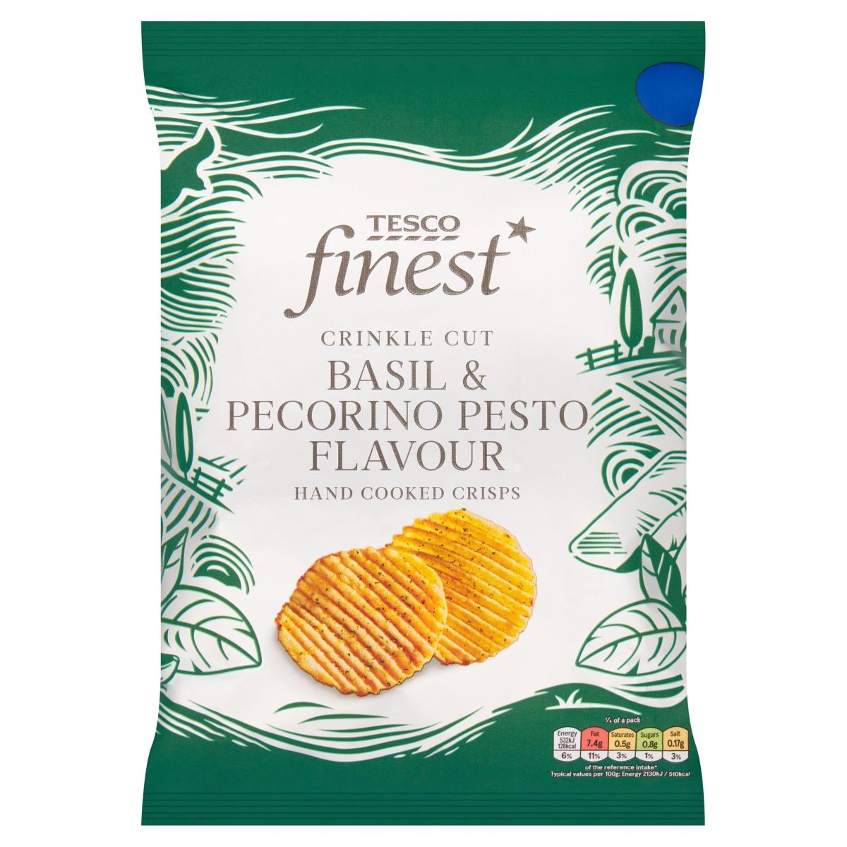 Finest Crinkle Cut Basil Pesto Flavour Hand Cooked Crisps