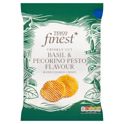 Finest Crinkle Cut Basil Pesto Flavour Hand Cooked Crisps