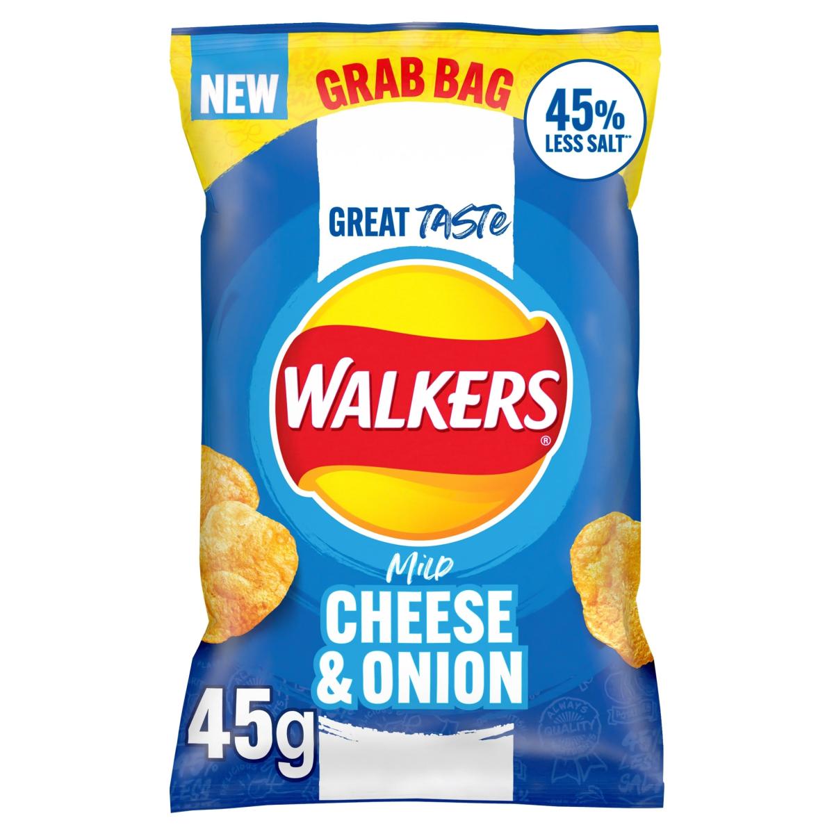 Mild Cheese & Onion Less Salt Grab Bag Crisps