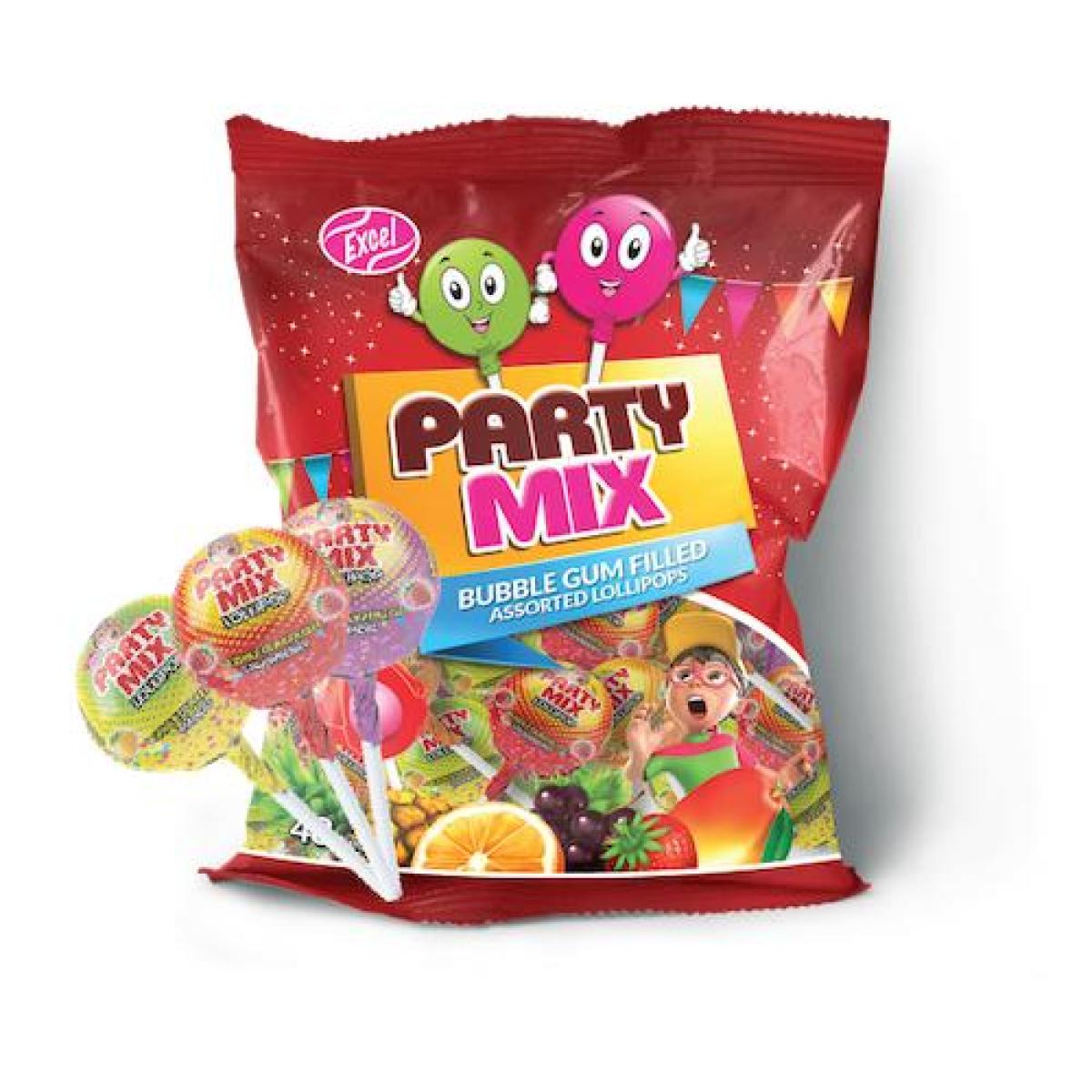 Party Mix Bubble Gum Filled Assorted Lollipops