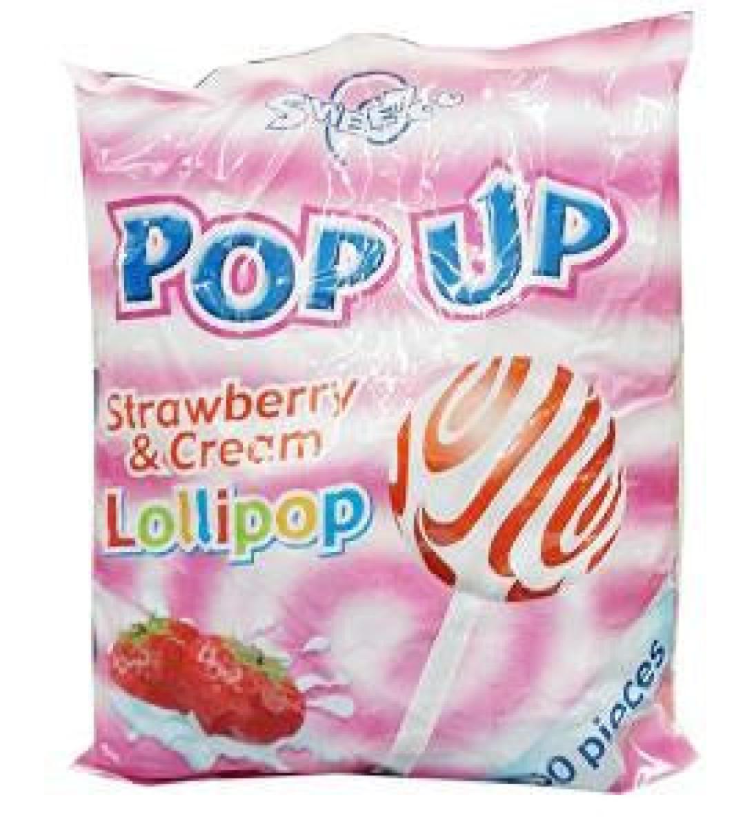 Pop Up Strawberry & Cream Lollipop x50