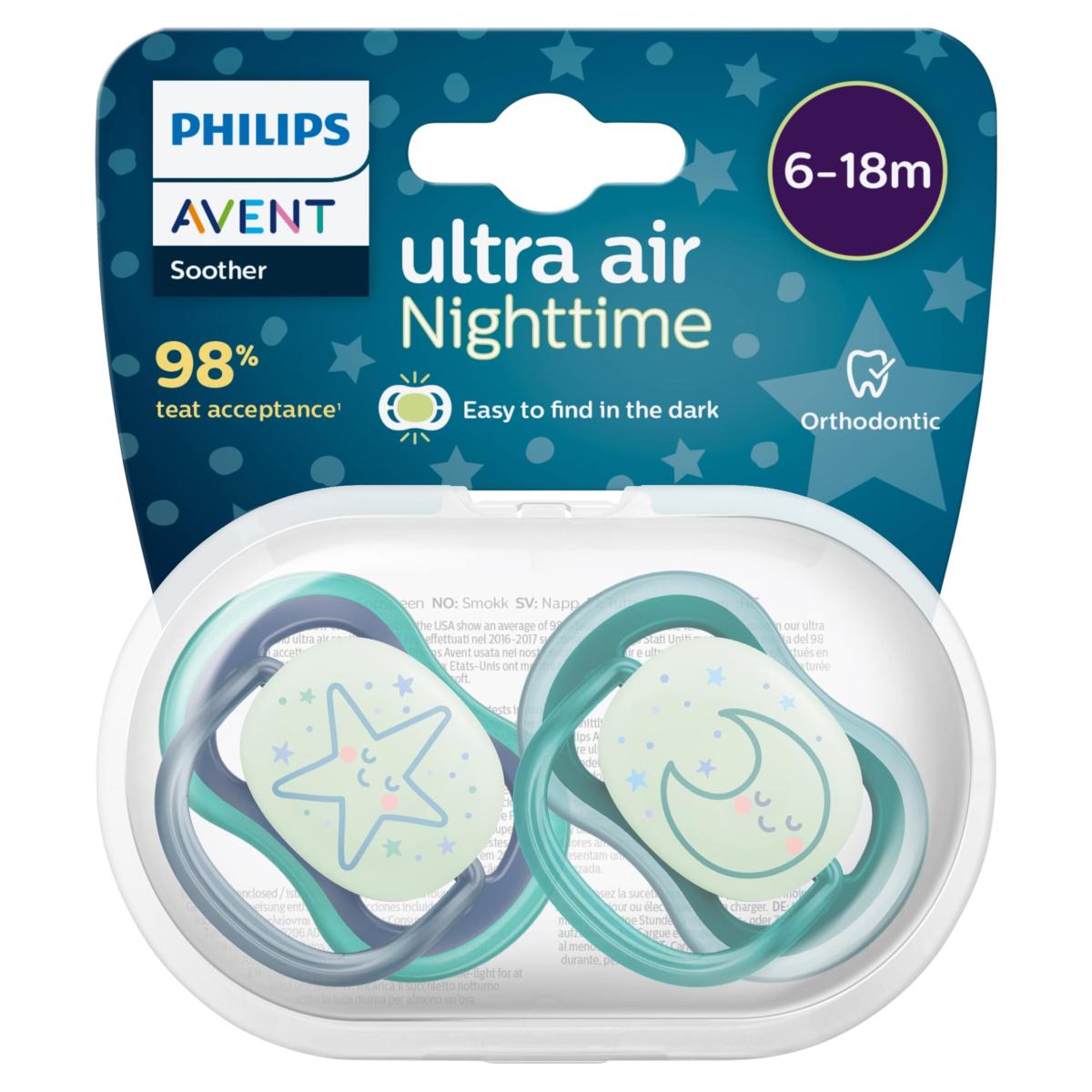 Avent Ultra Air Nighttime Soother 6-18 Months x2