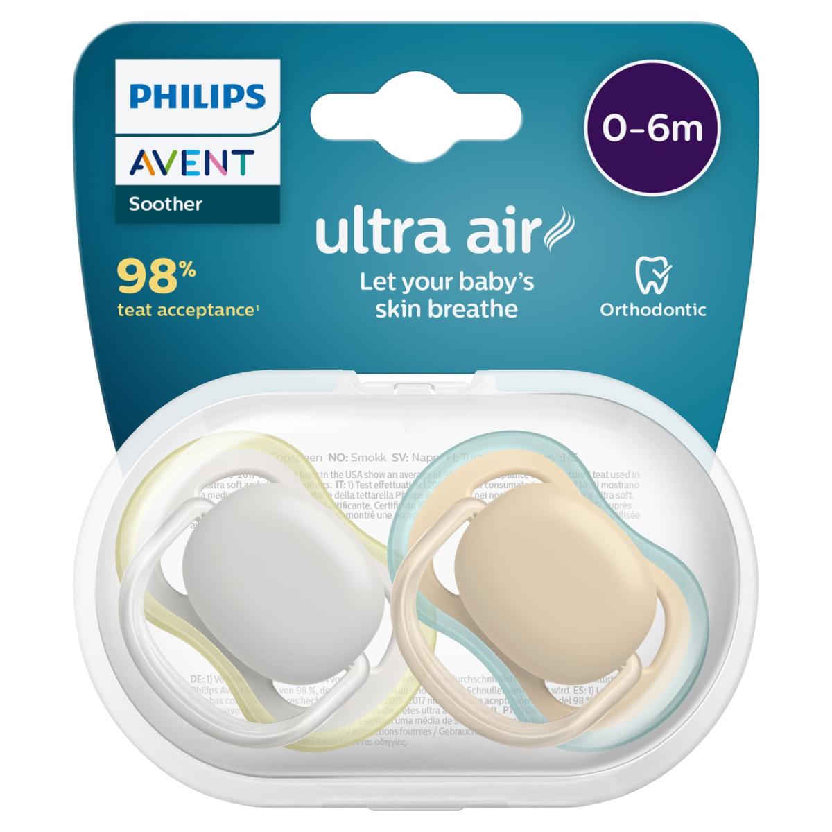 Avent Ultra Air Soother 0-6 Months x2
