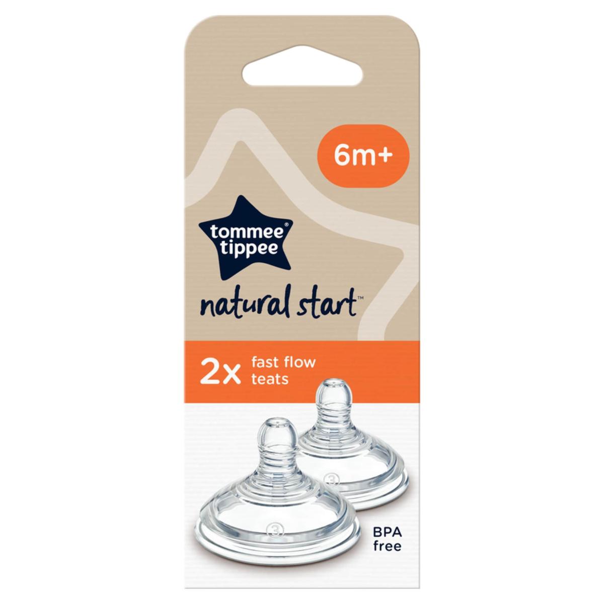 Natural Start Baby Bottle Teats Fast Flow 6 Months+ x2