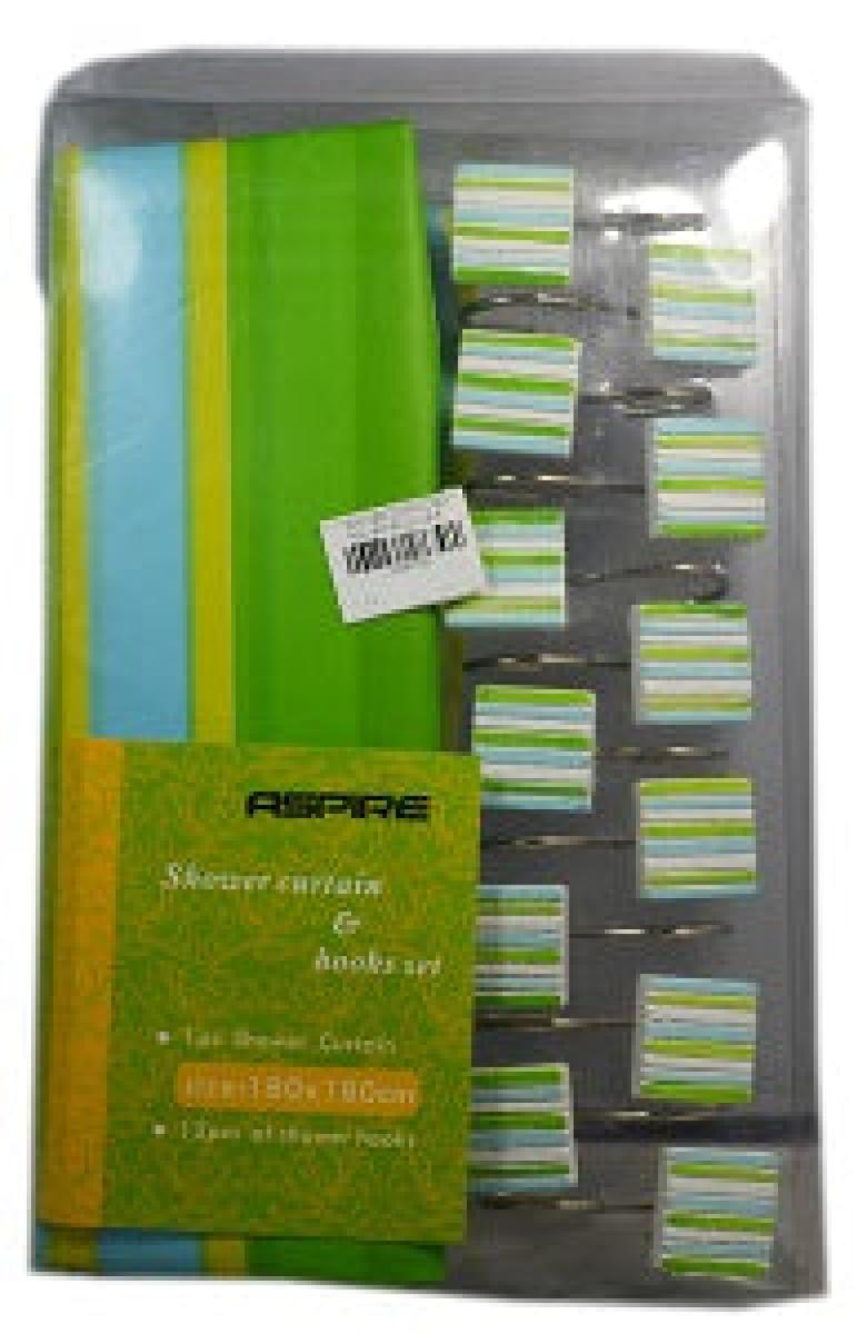 Shower Curtain & Hooks Set - Polyester