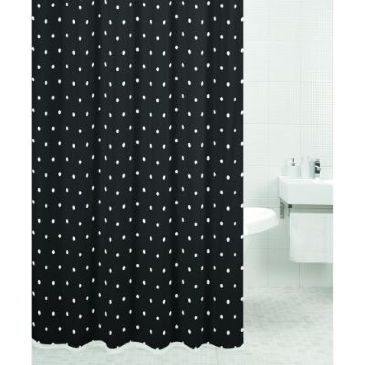 Shower Curtain Polyester - Black With White Spots