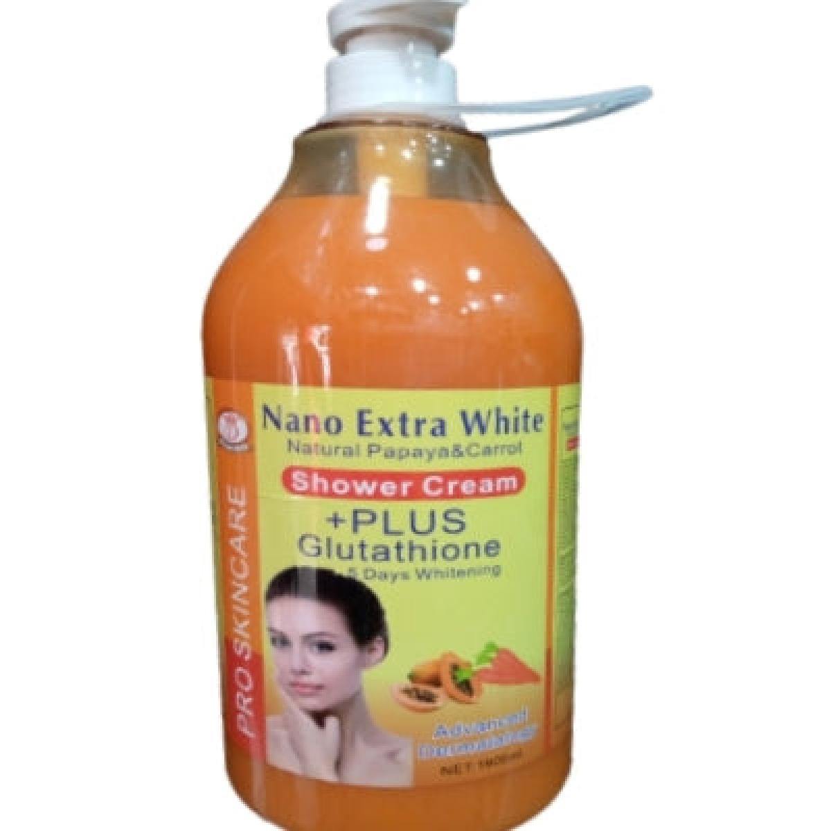 Extra White Shower Cream Natural Papaya & Carrot + Glutathione 5 Days Whitening