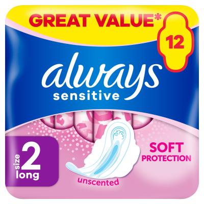 Sensitive Long Size 2 Sanitary Towels With Wings 1 x2