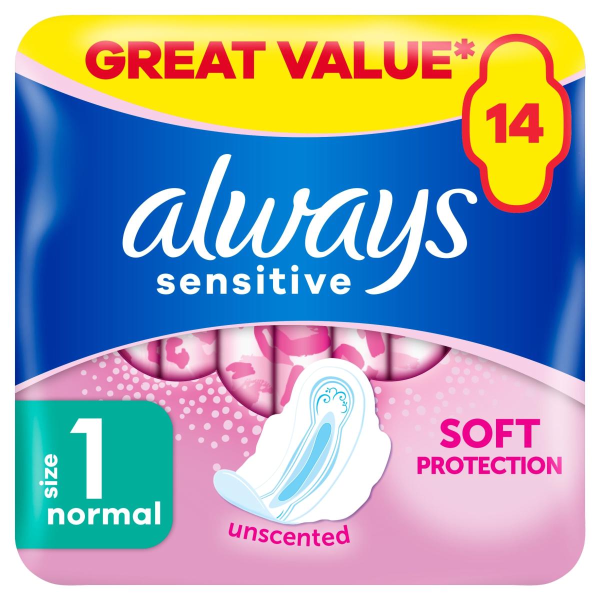 Sensitive Normal Size 1 Sanitary Towels With Wings