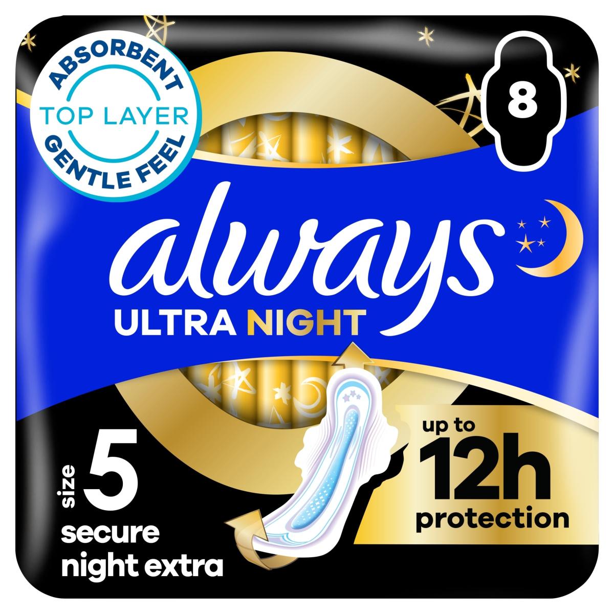 Ultra Secure Night Extra Size 5 Sanitary Towels With Wings
