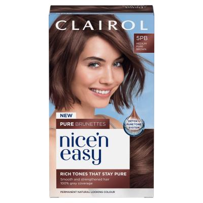 Nice'N Easy Creme Pure Brunettes Permanent Hair Dye Kit 5PB Medium Pure Brown