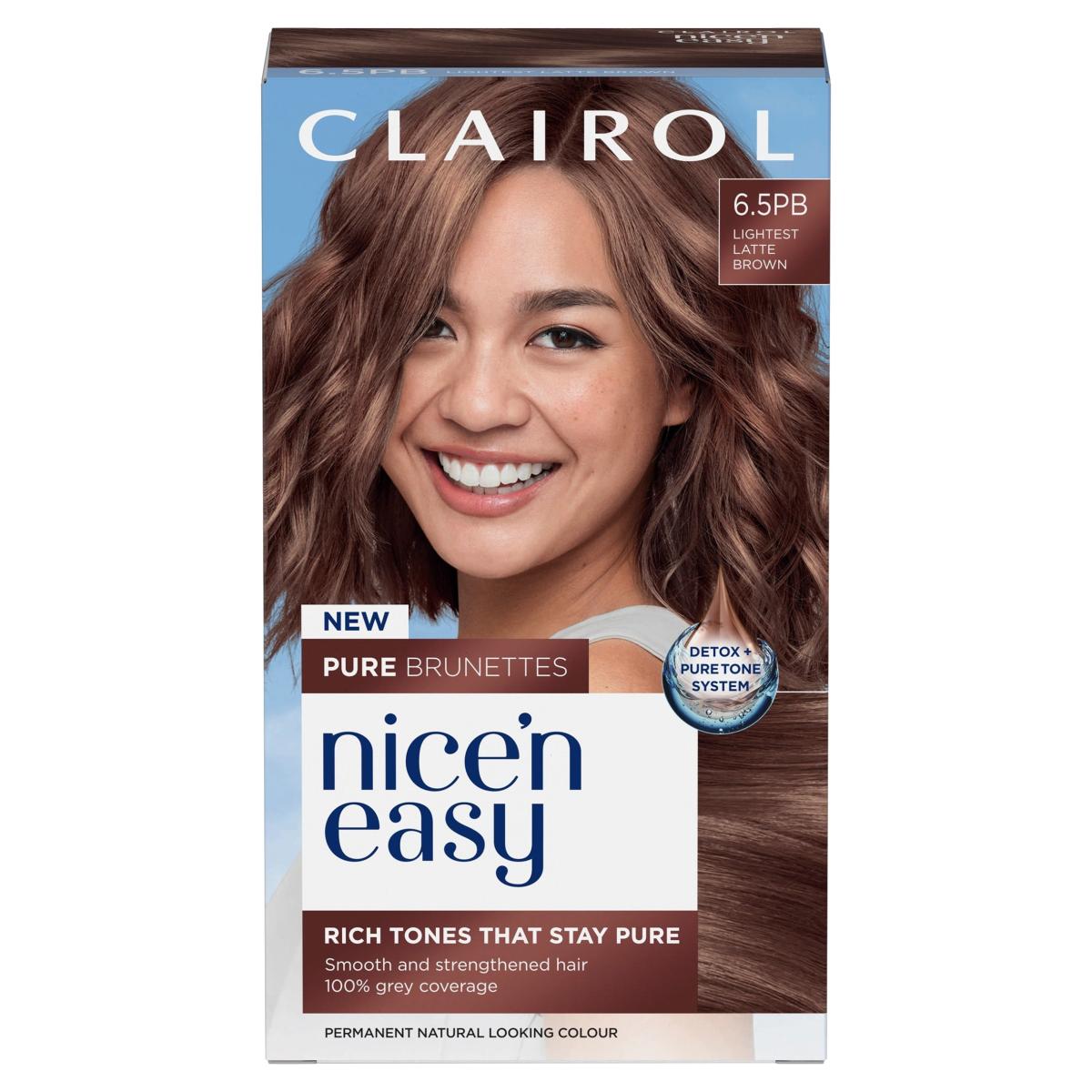 Nice'N Easy Creme Pure Brunettes Permanent Hair Dye Kit 6.5PB Lightest Latte Brown