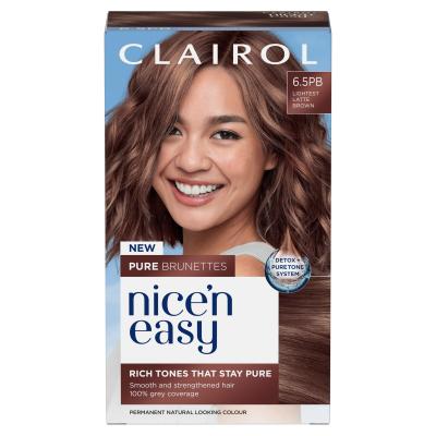 Nice'N Easy Creme Pure Brunettes Permanent Hair Dye Kit 6.5PB Lightest Latte Brown