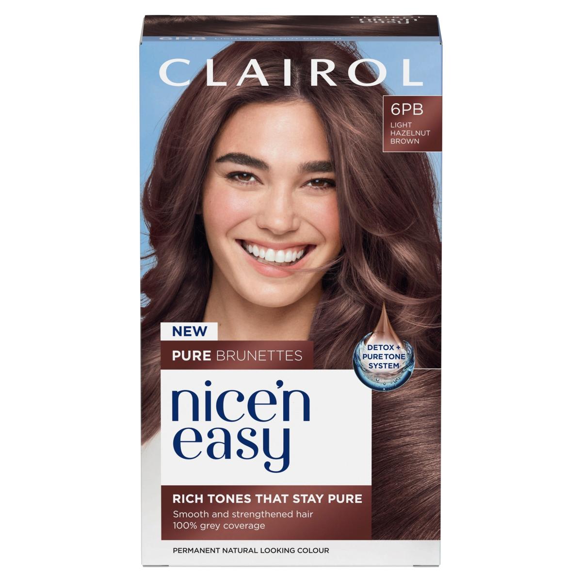 Nice'N Easy Creme Pure Brunettes Permanent Hair Dye Kit 6PB Light Hazelnut Brown