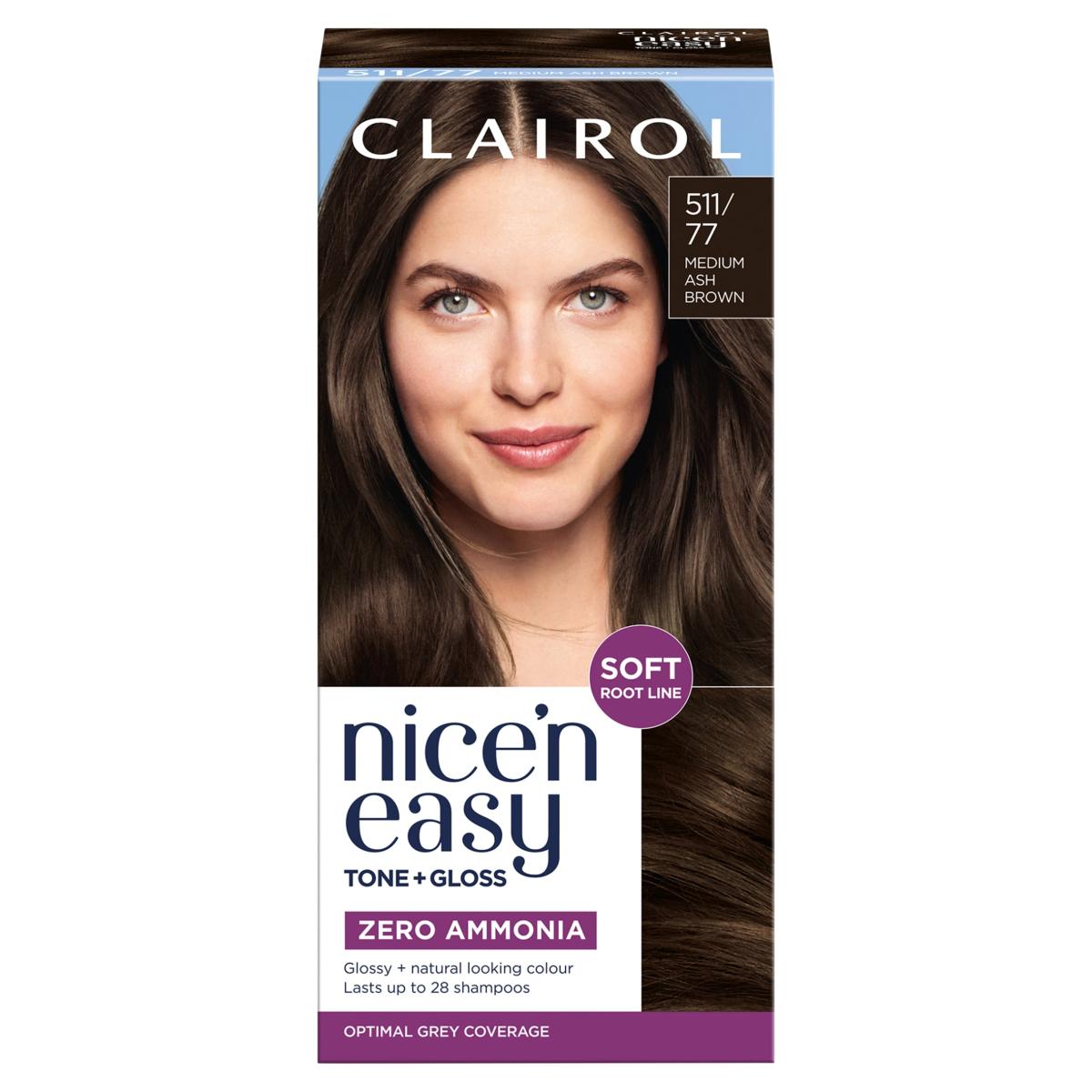 Nice'N Easy Tone+Gloss Semi Permanent Hair Dye 511/77 Medium Ash Brown