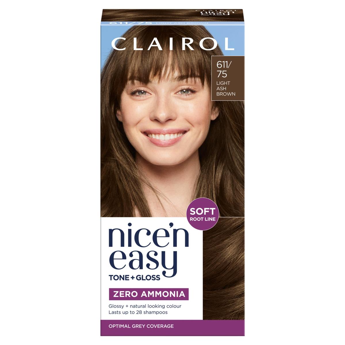 Nice'N Easy Tone+Gloss Semi Permanent Hair Dye 611/75 Light Ash Brown