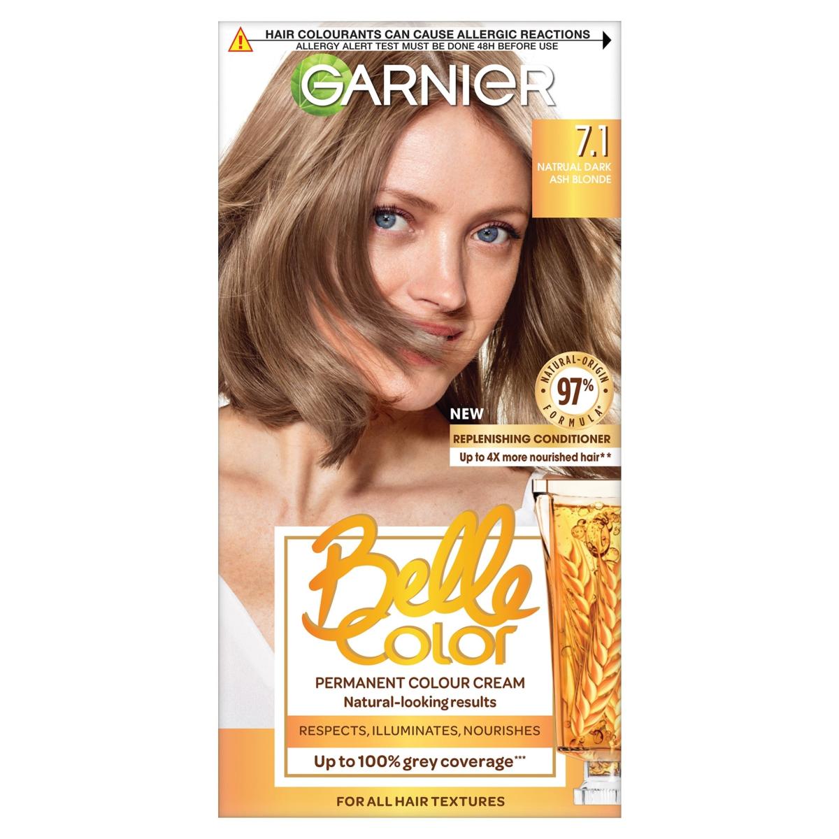 Belle Color Permanent Hair Dye Natural Dark Ash Blonde 7.1