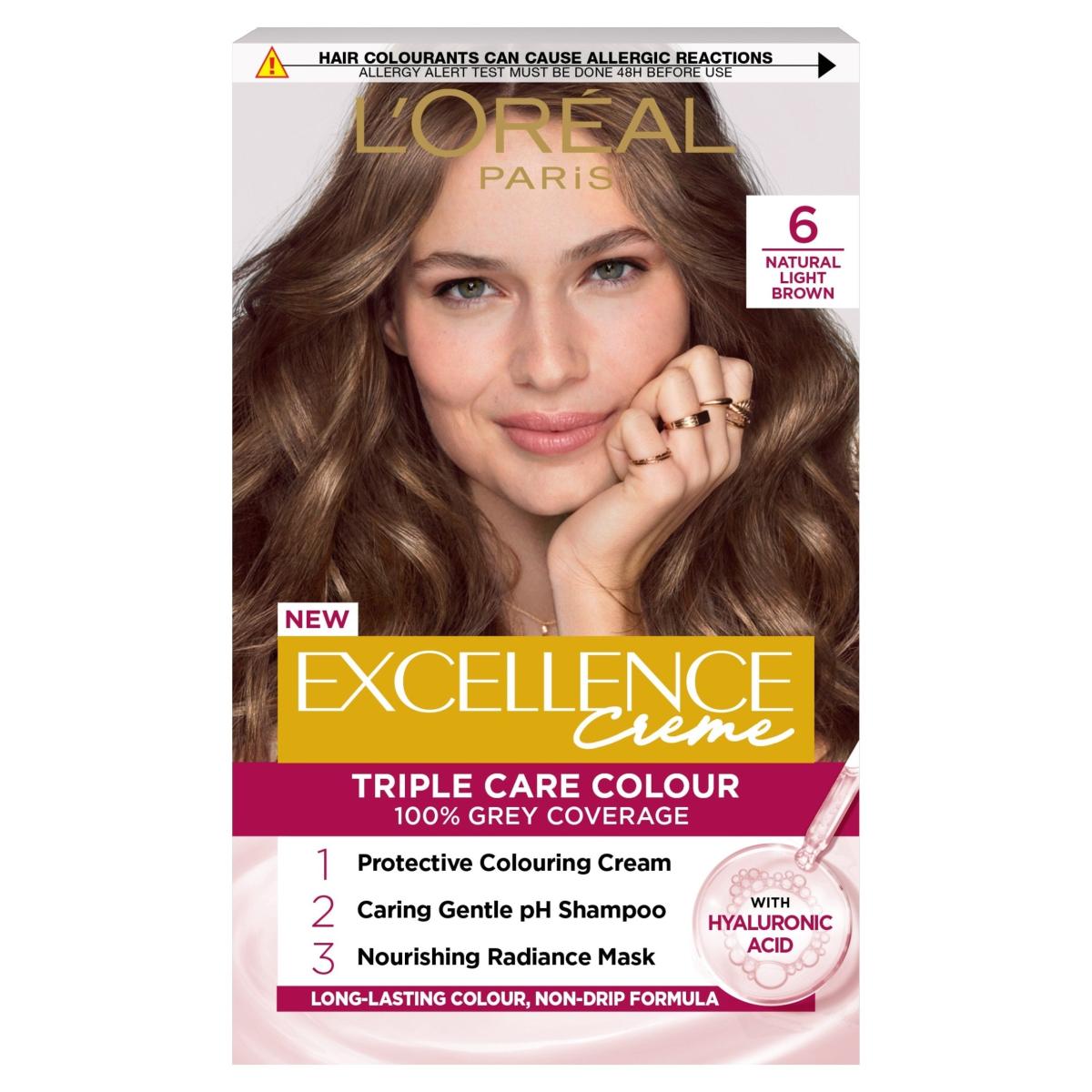 Paris Excellence Creme 6 Natural Light Brown Permanent Hair Dye