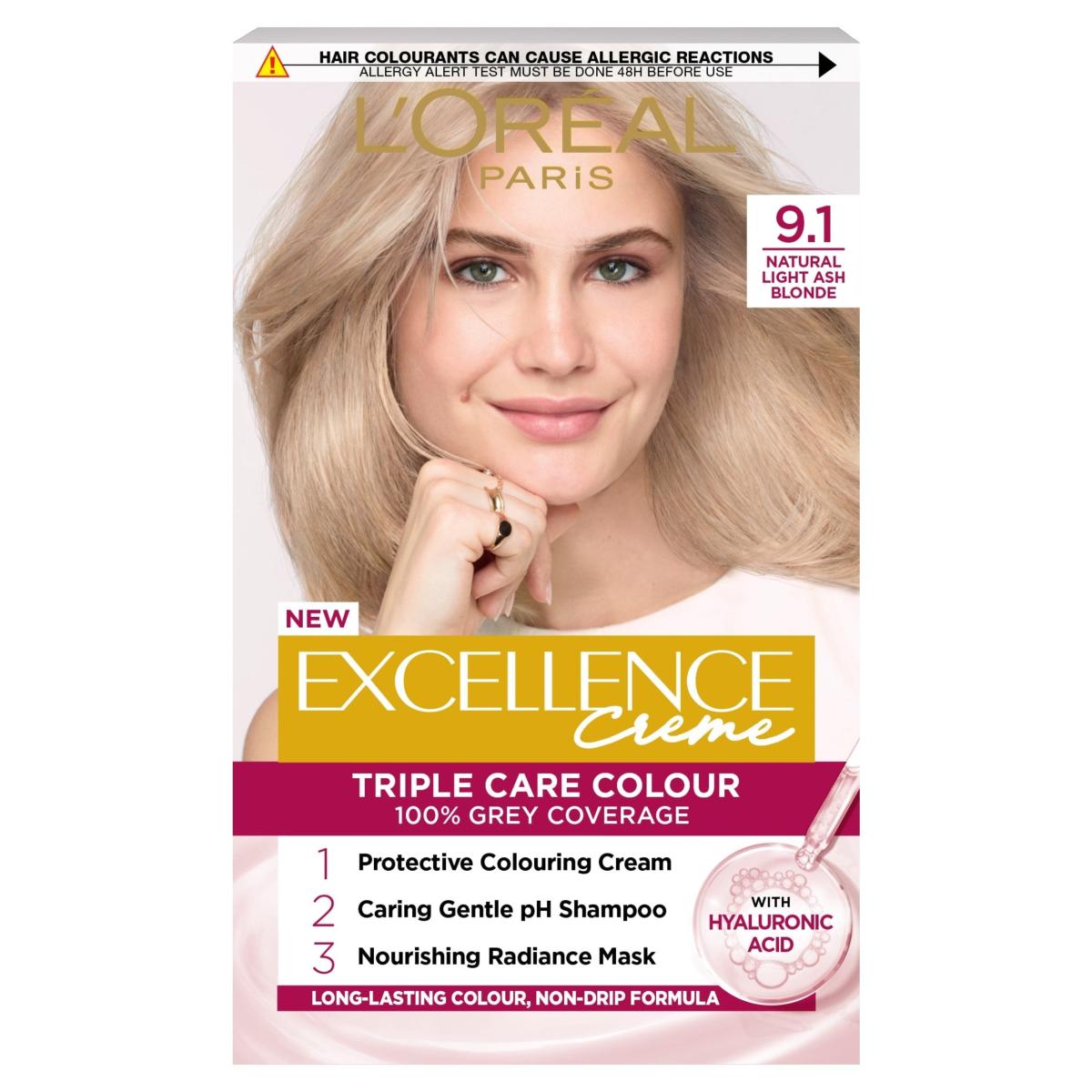 Paris Excellence Creme 9.1 Natural Light Ash Blonde Permanent Hair Dye