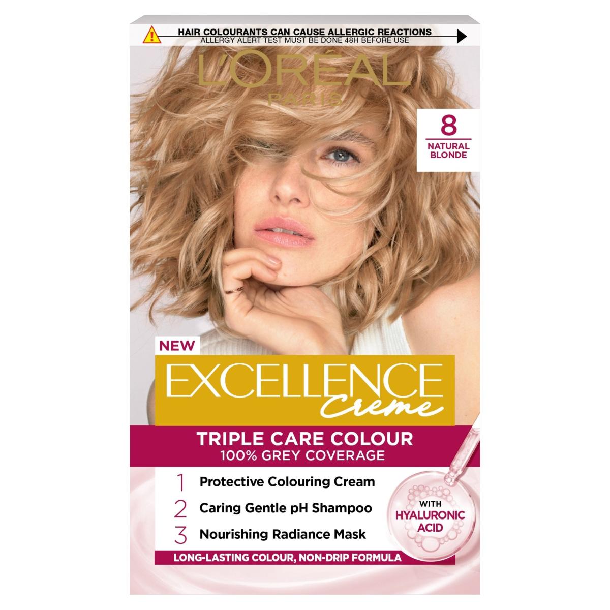 Paris Excellence Creme Permanent Hair Dye 8 Natural Blonde