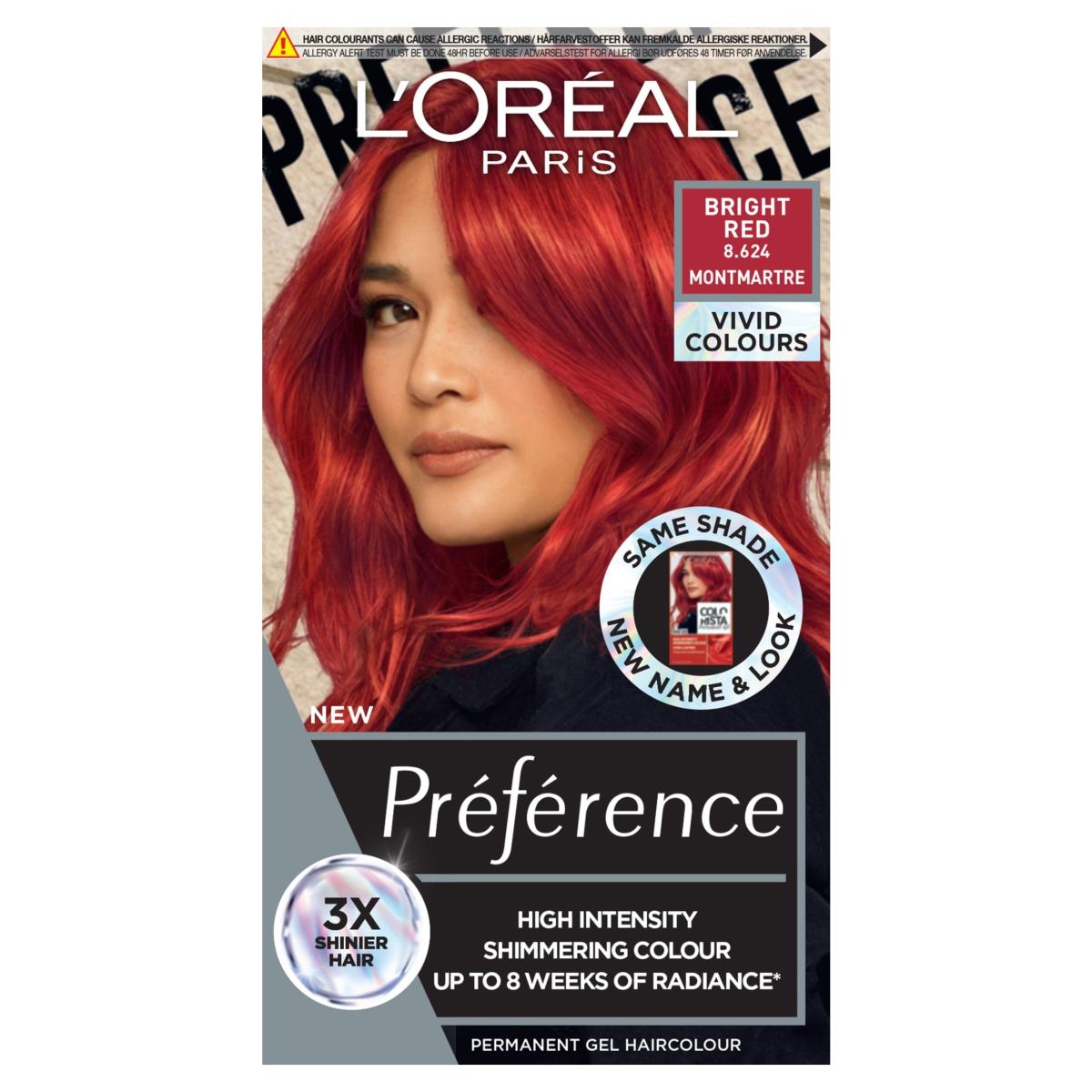 Paris Preference Vivids 8.624 Bright Red Permanent Hair Dye