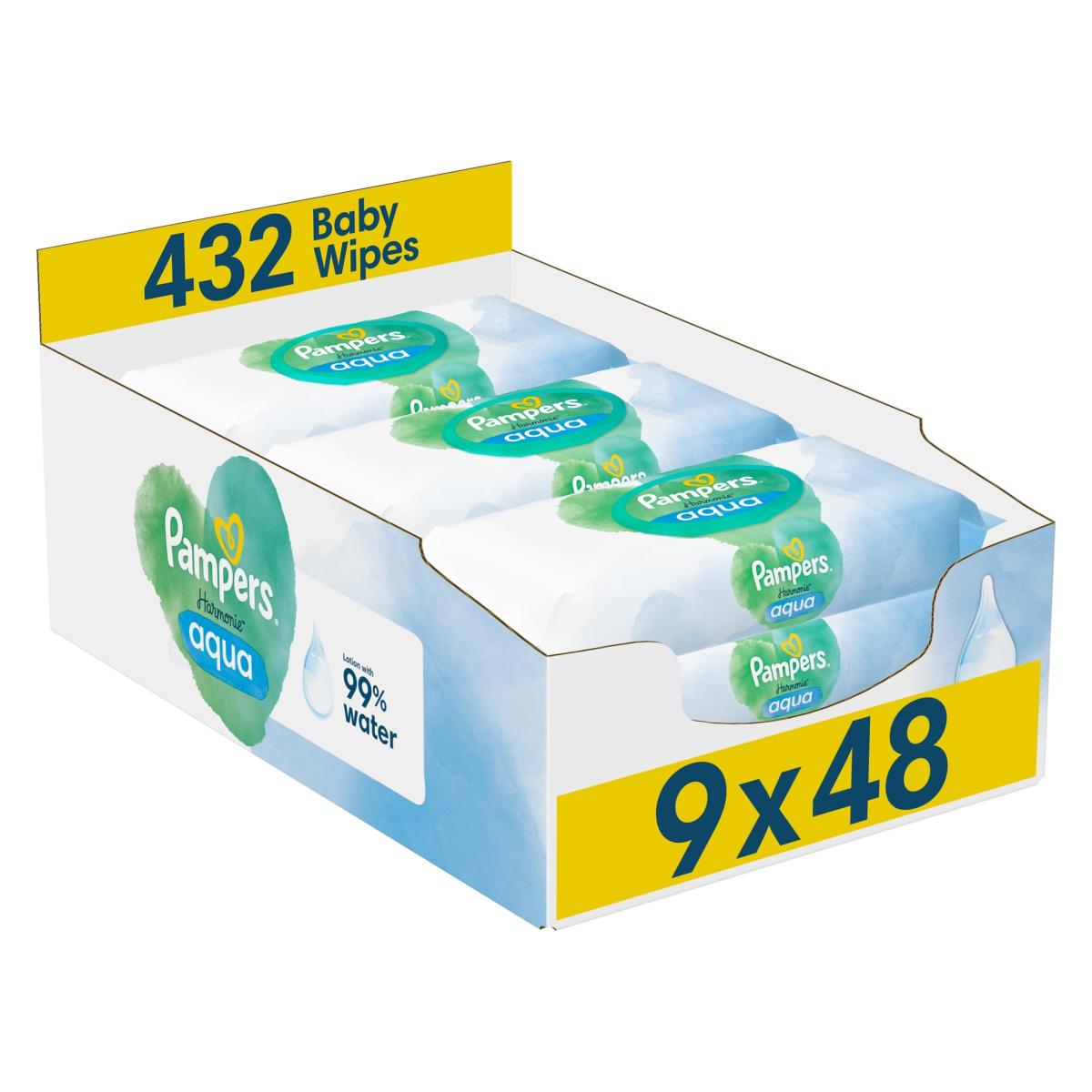 Harmonie Aqua Baby Wipes 9 x 48 Wipes