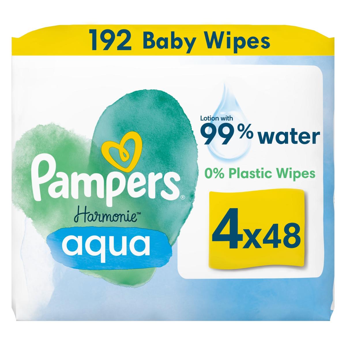 Harmonie Aqua Baby Wipes 4 x 48 Pack 192 Wipes