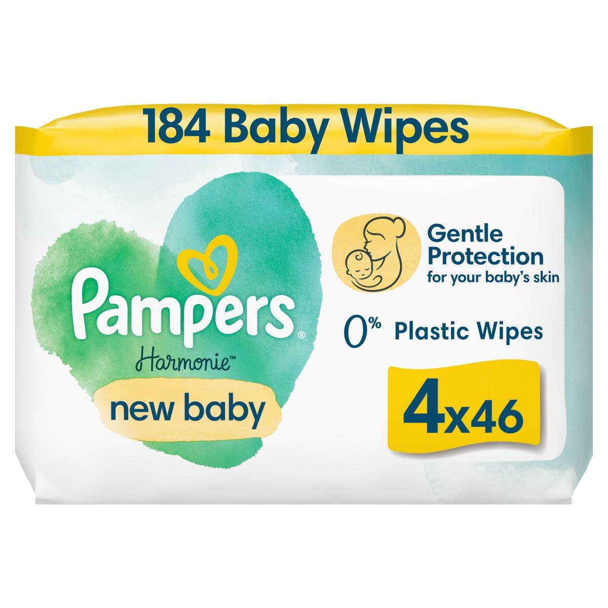 Harmonie New Baby Wipes 4 x 46 Pack 184 Wipes