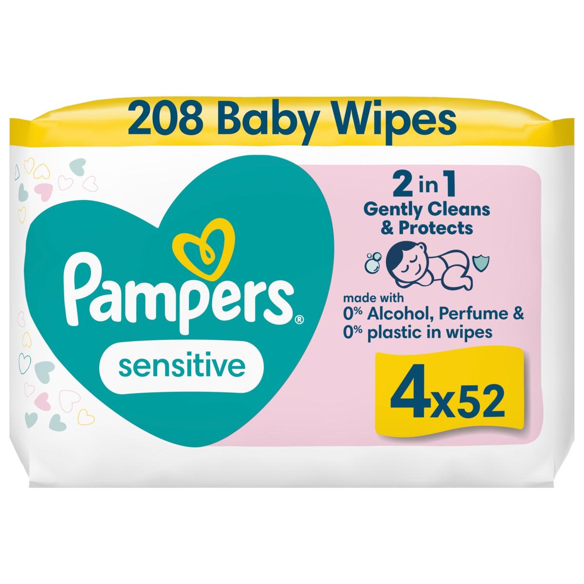 Sensitive Baby Wipes 0% Plastic 4 x 52 Wipes