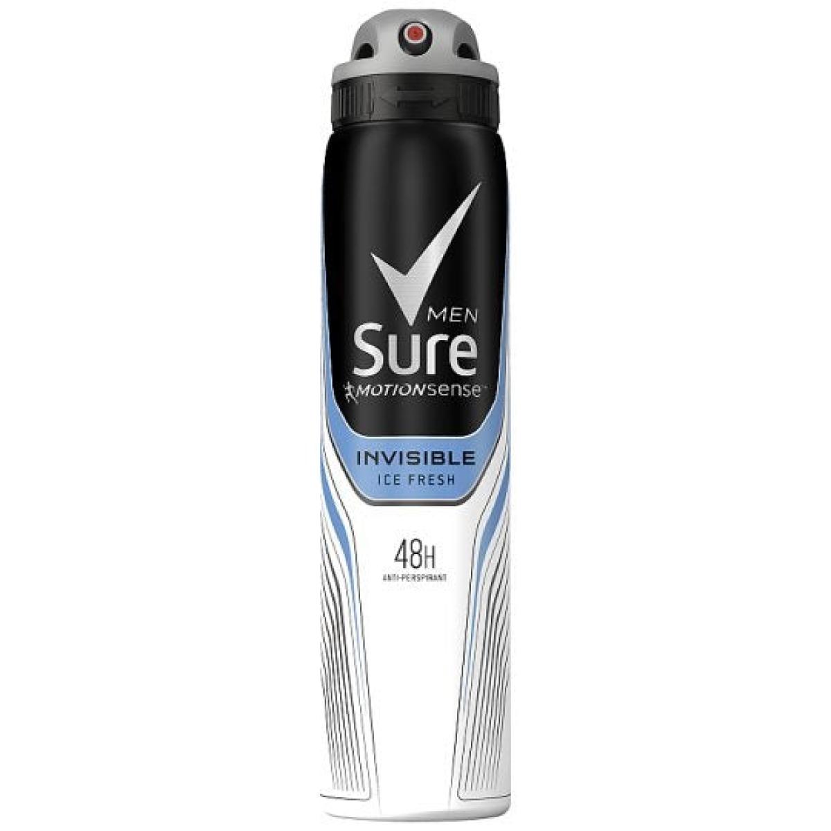 Sure Anti Perspirant Deodorant Spray Men Motion Sense Invisible Ice Fresh