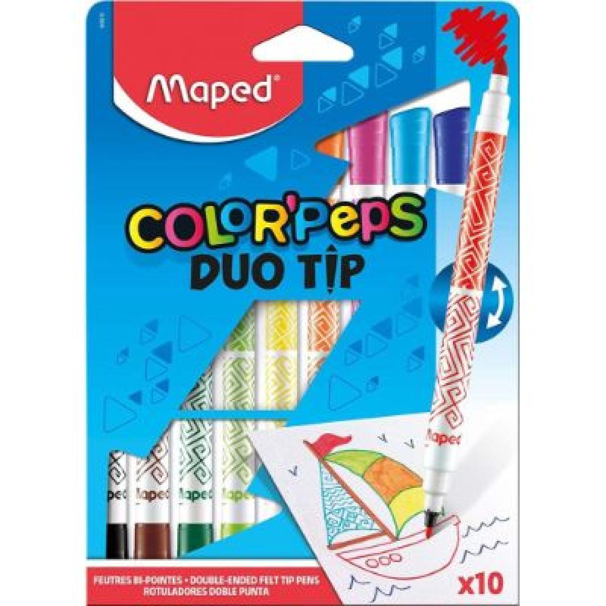 Colouring Pencils Felt Tips Color'Peps Duo Bi Point x10