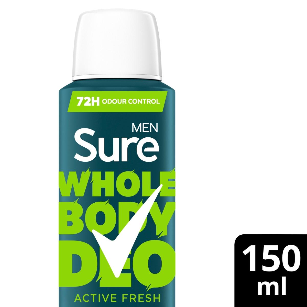 Men Active Fresh Whole Body Deodorant Spray 72 Hour Odour Control