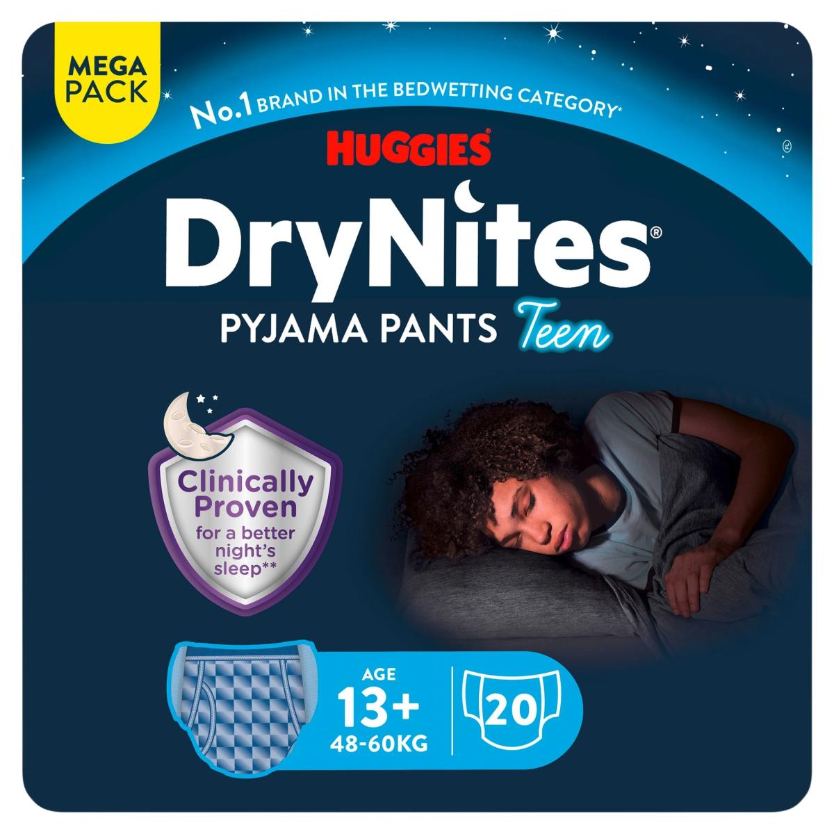 Dry Nites Bedwetting Pyjama Nappy Pants Boy 13 Years+ x 20