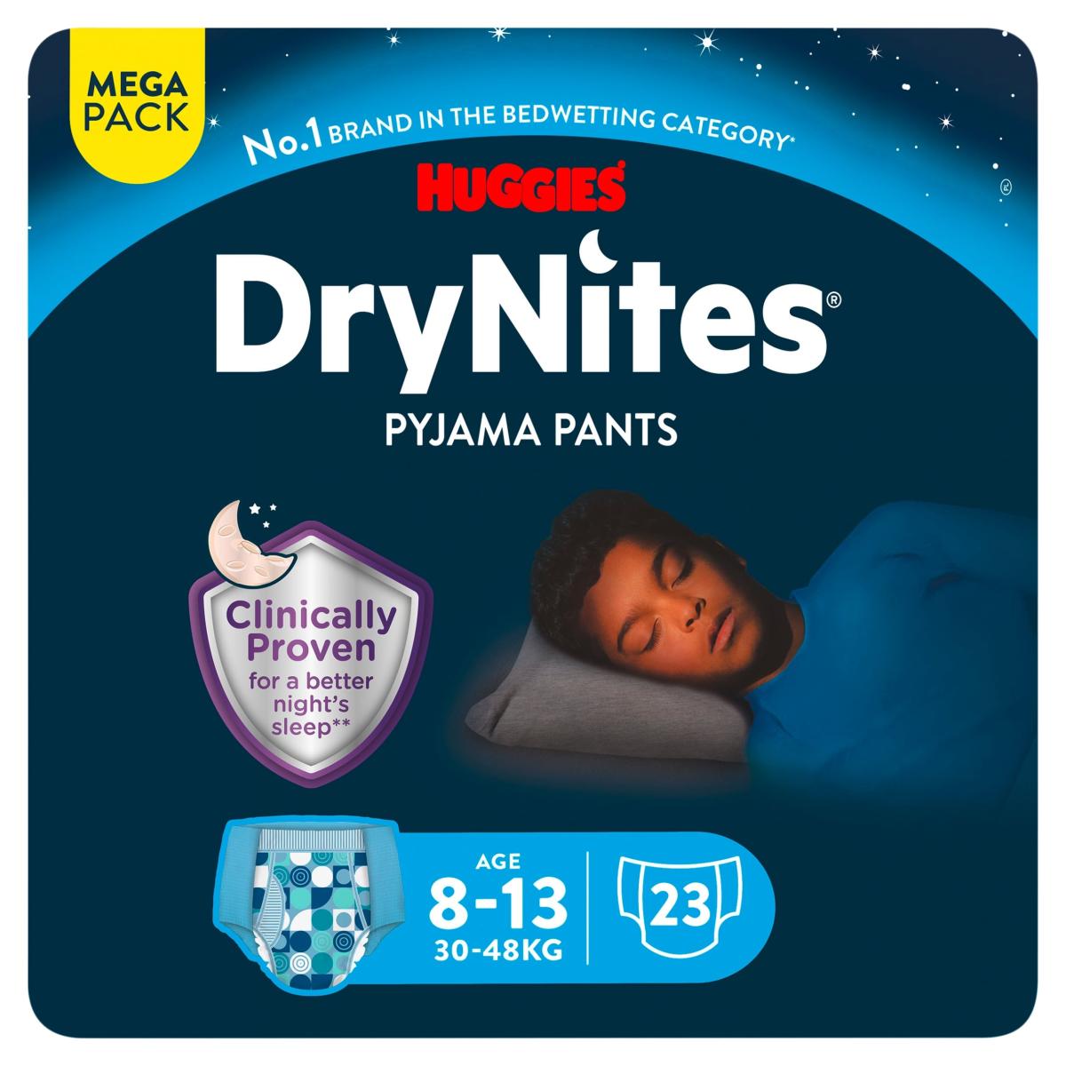 Dry Nites Bedwetting Pyjama Nappy Pants Boy 8-13 Years x 23
