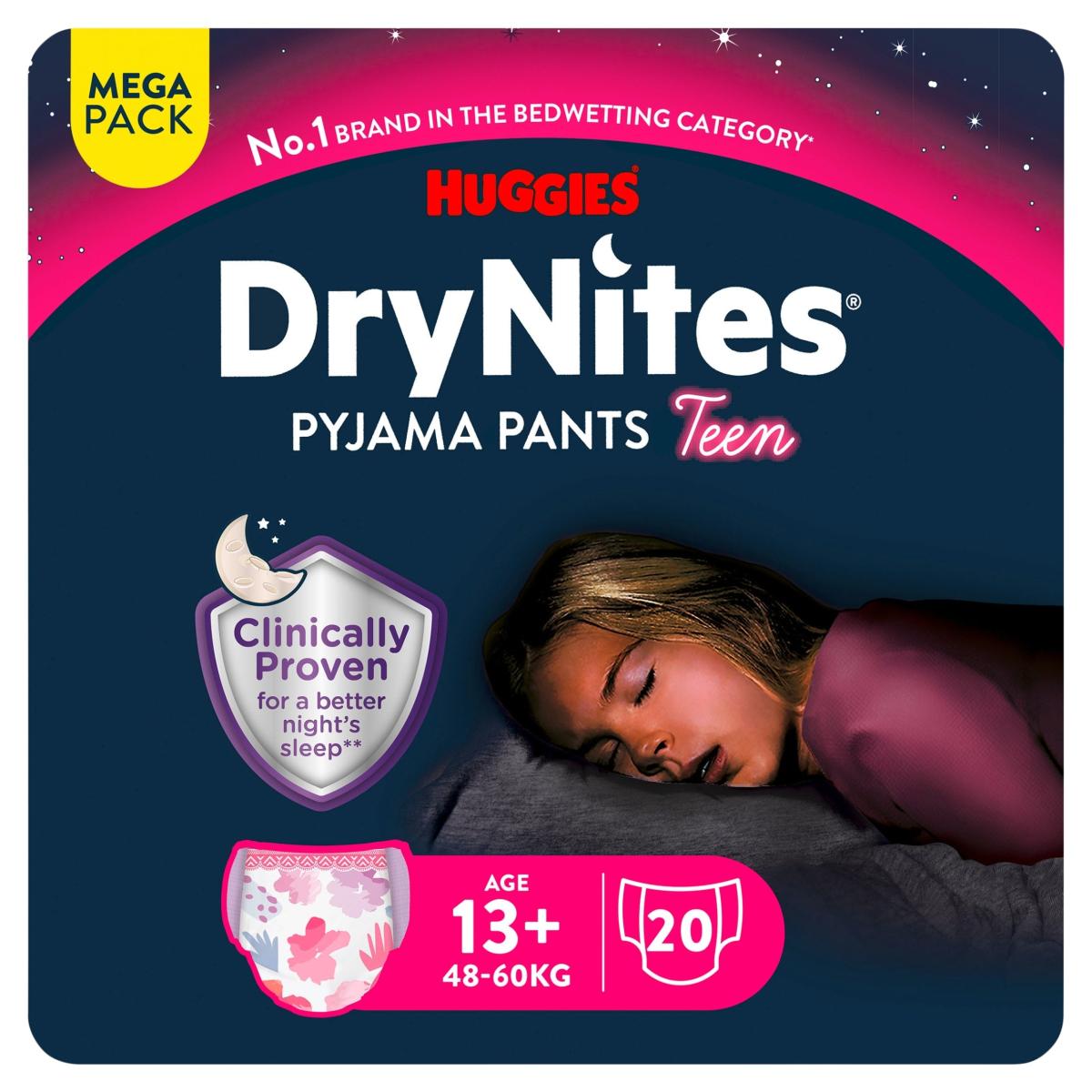 Dry Nites Bedwetting Pyjama Nappy Pants Girl 13 Years+ x 20