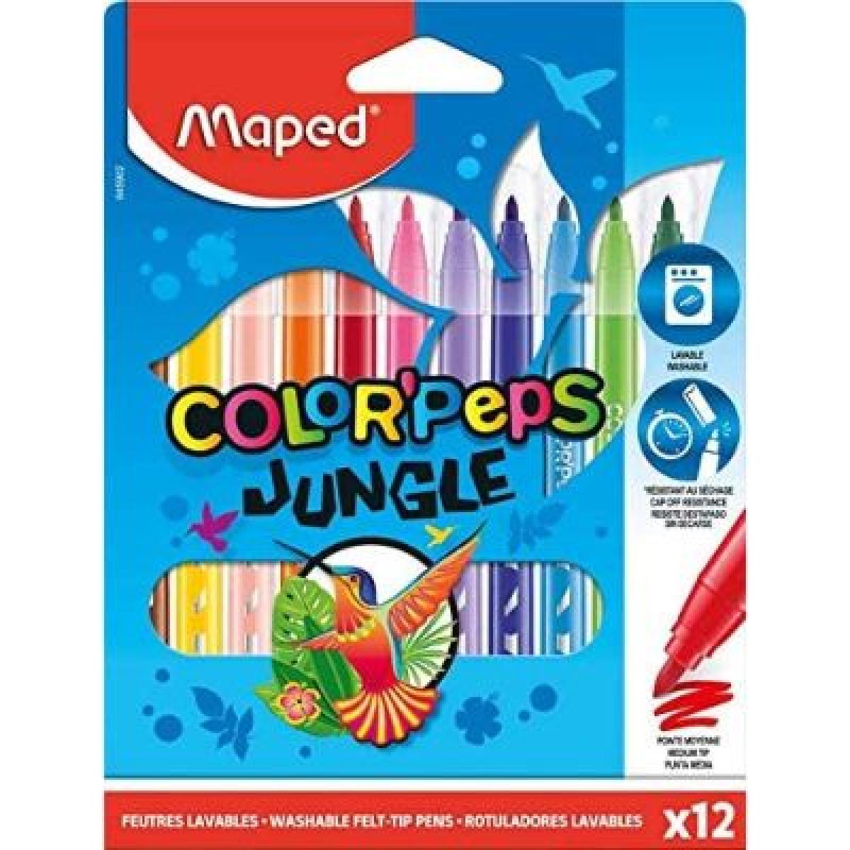 Colouring Pencils Felt Tips Color'Peps Jungle Innovation x12
