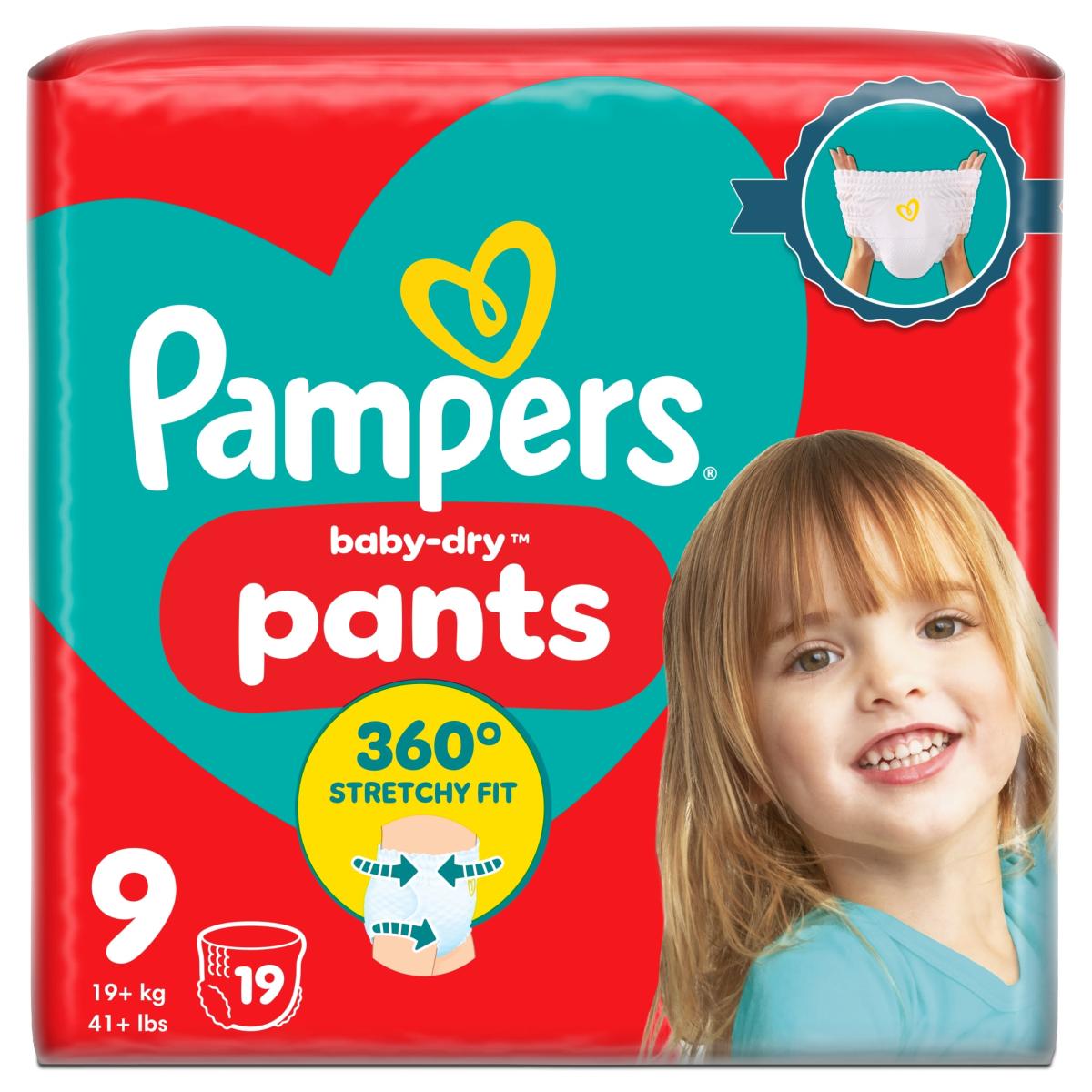 Baby Dry Nappy Pants Size 9 Essential Pack 19 Nappies