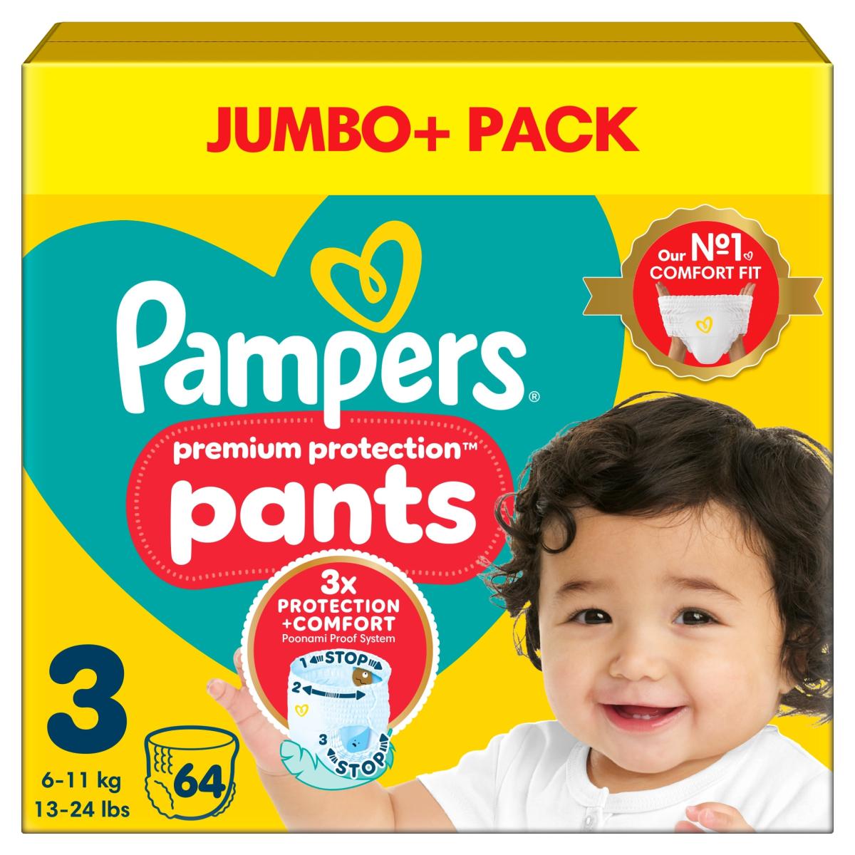 New Baby Nappy Pants Size 3 Jumbo Pack 64 Nappies