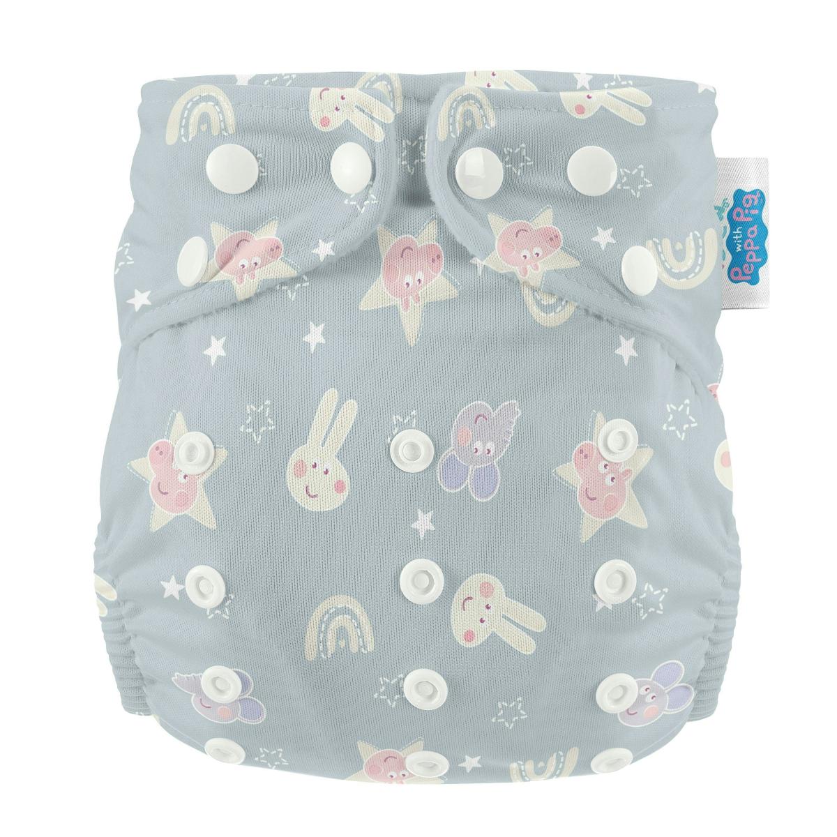 One Size All-In-One Reusable Cloth Nappy Blue Mix Peppa & Friends