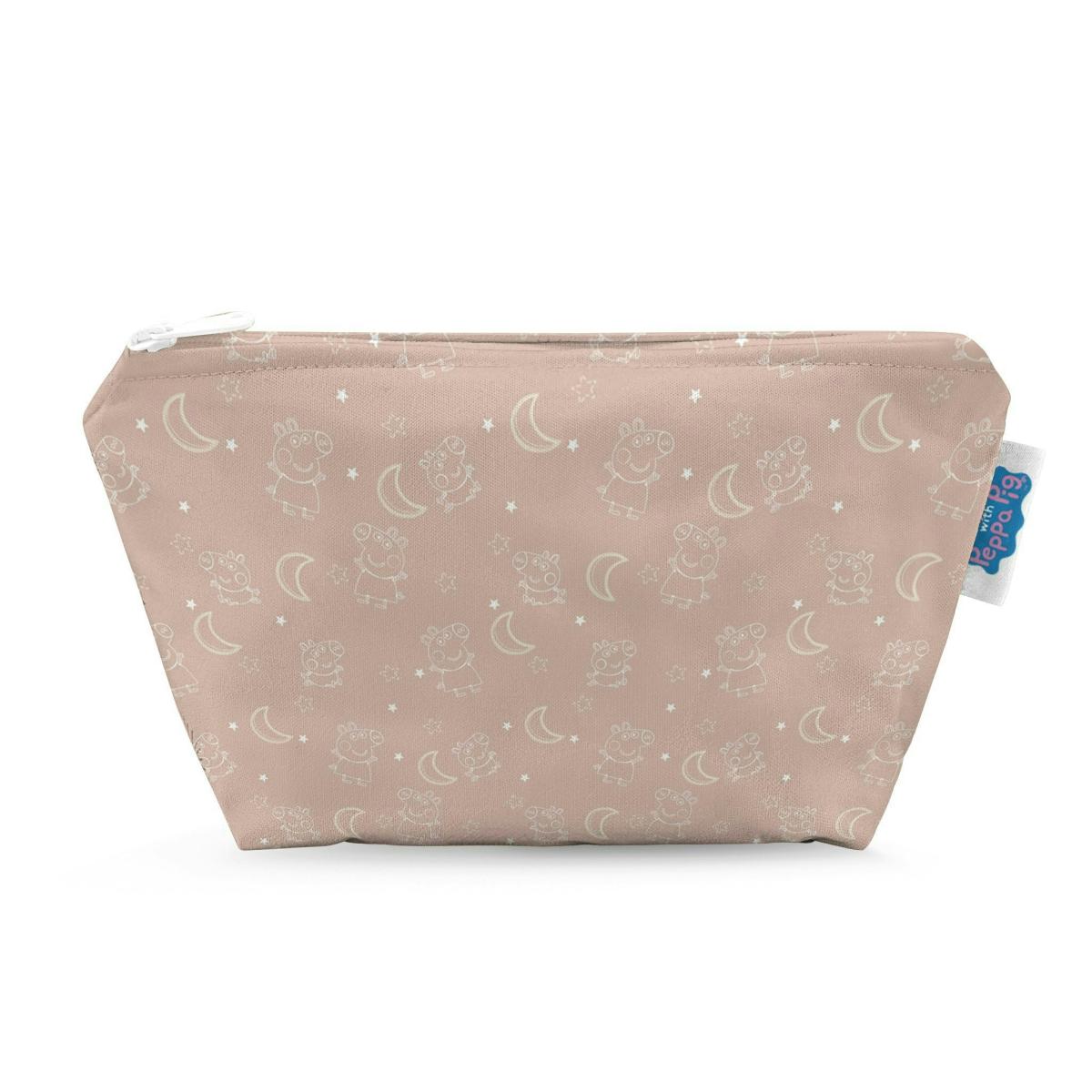 Small Reusable Cloth Wipe Wet Bag Moons & Stars Pink
